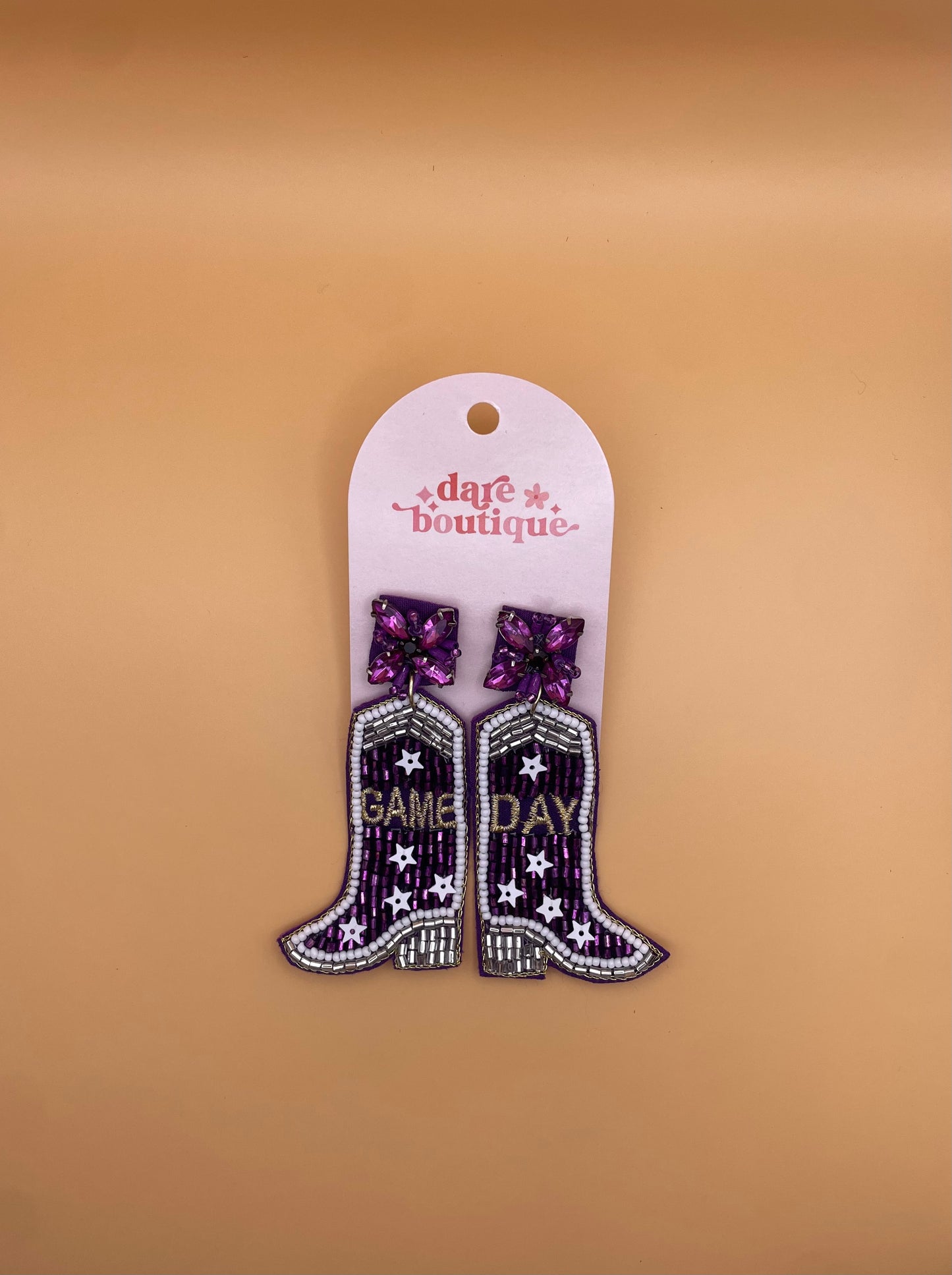 Purple Game-Day Boot Earrings