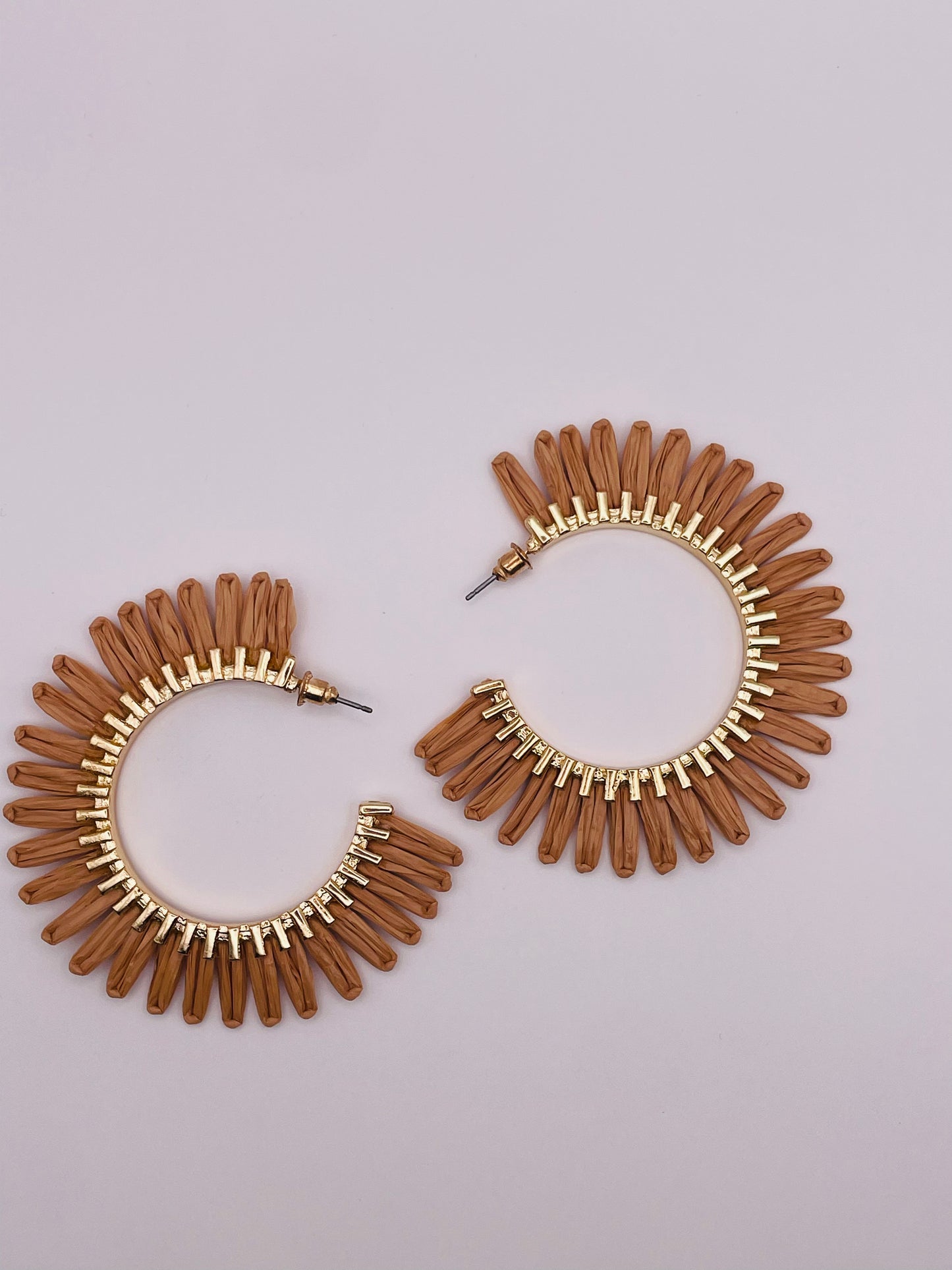 Raffia fringe Hoops