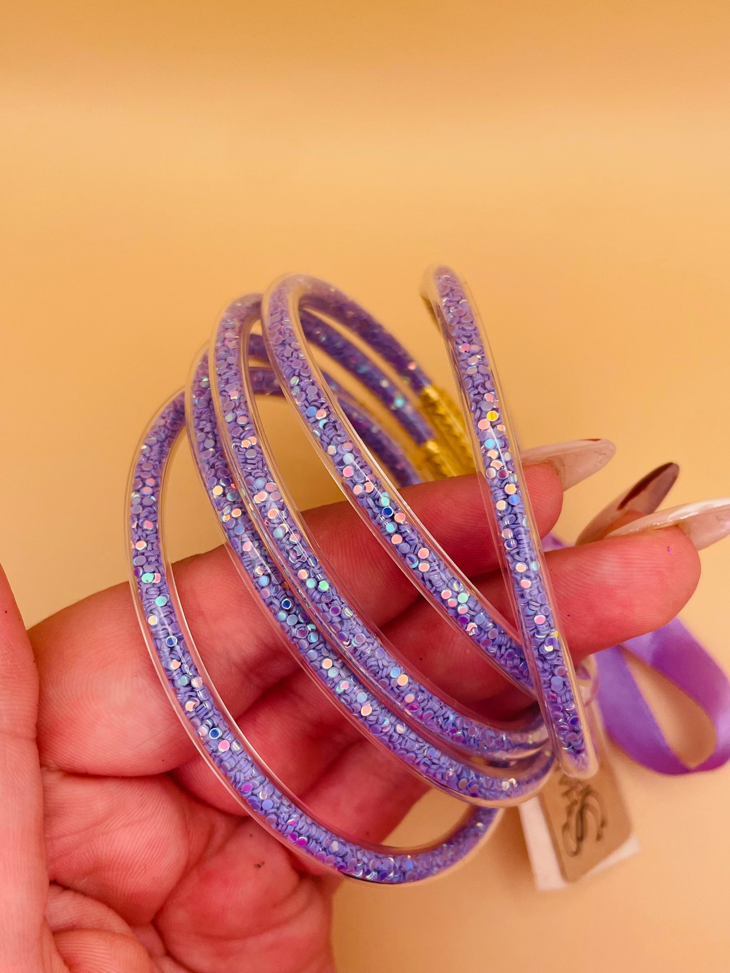Light Purple Glitter 5pc Bracelet Set