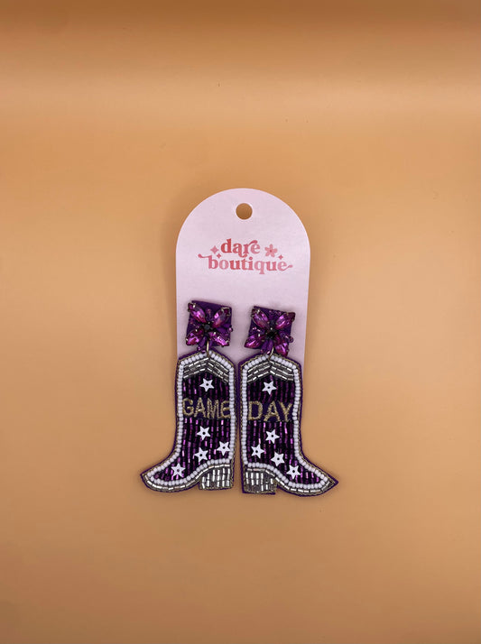 Purple Game-Day Boot Earrings