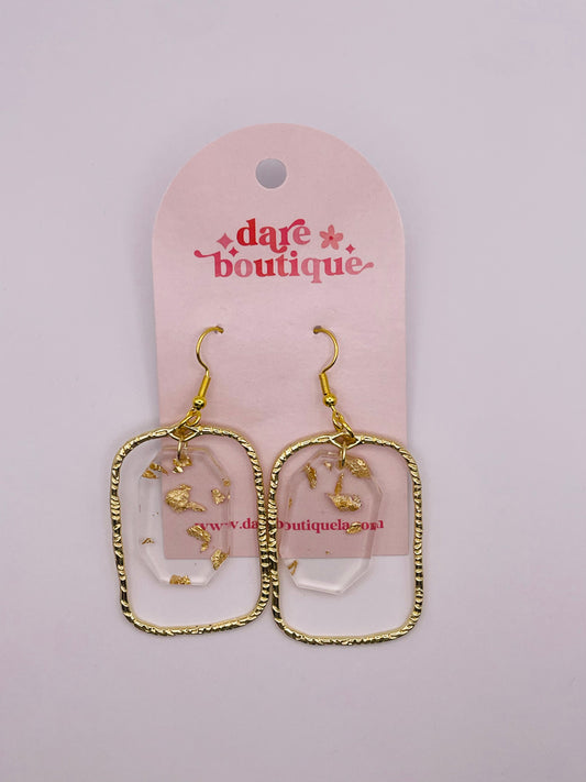 Gold Resin Flake Earrings