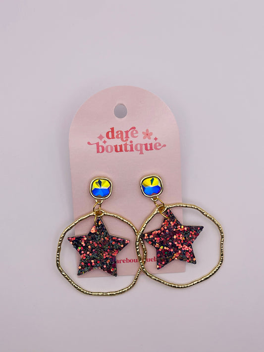 Star Confitti Gold Hoop Earrings