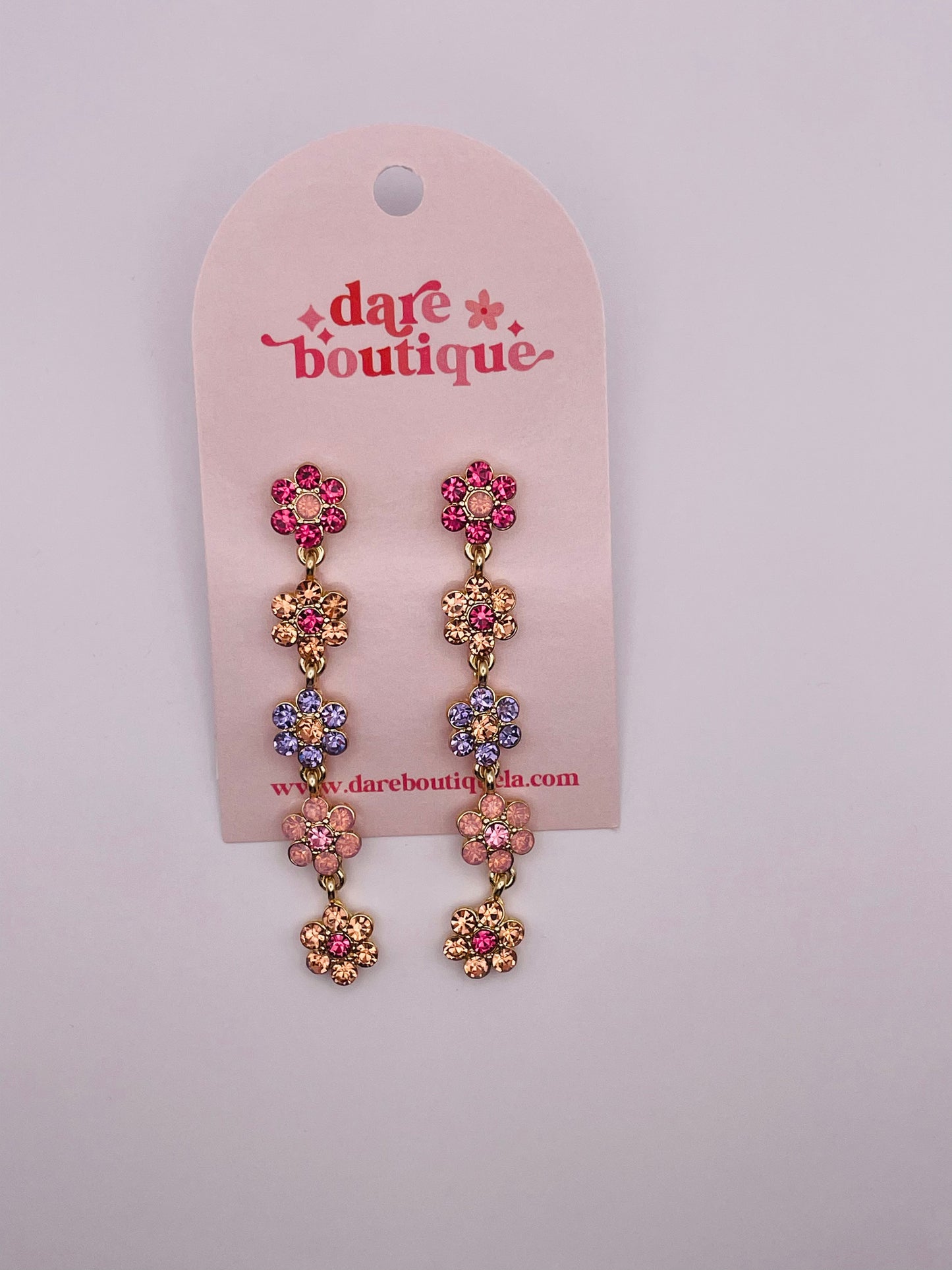 Pink Flower Dangle Earrings
