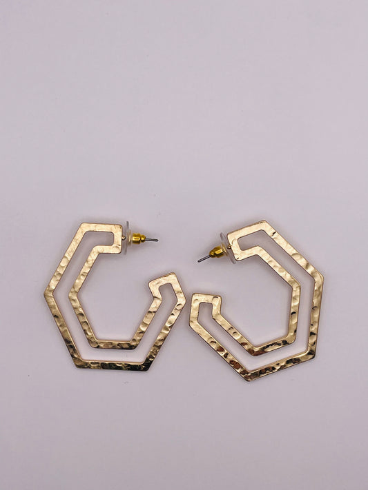 Gold Hexagon Earrings
