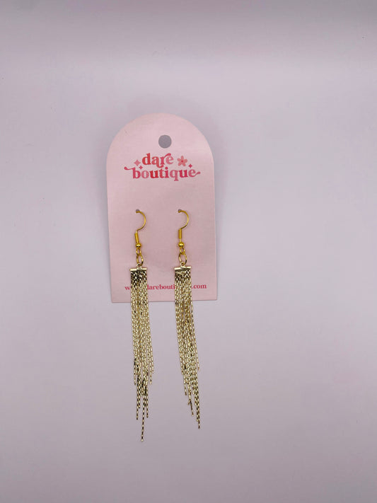 Gold Chandelier Fringe Earrings