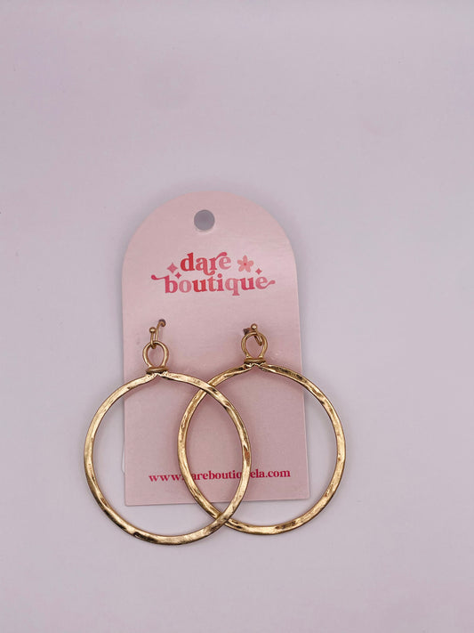 Gold Drop Circle Earrings