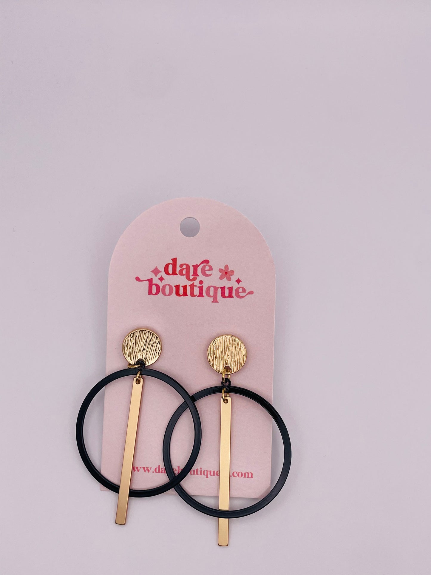 Black & Gold Circle Hoop Earrings