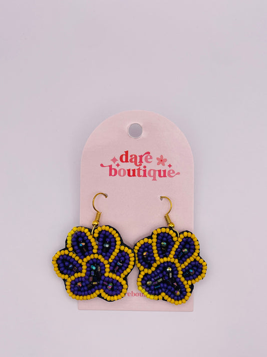 Tiger Paw Print Beaded Earrings