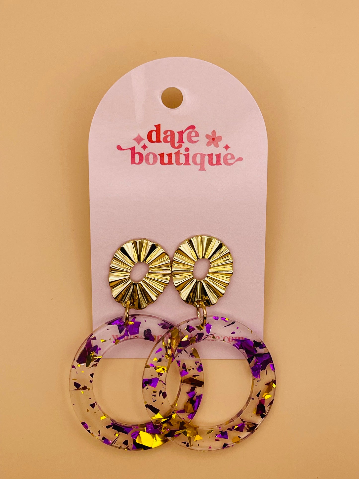 Purple & Gold Circle Earrings