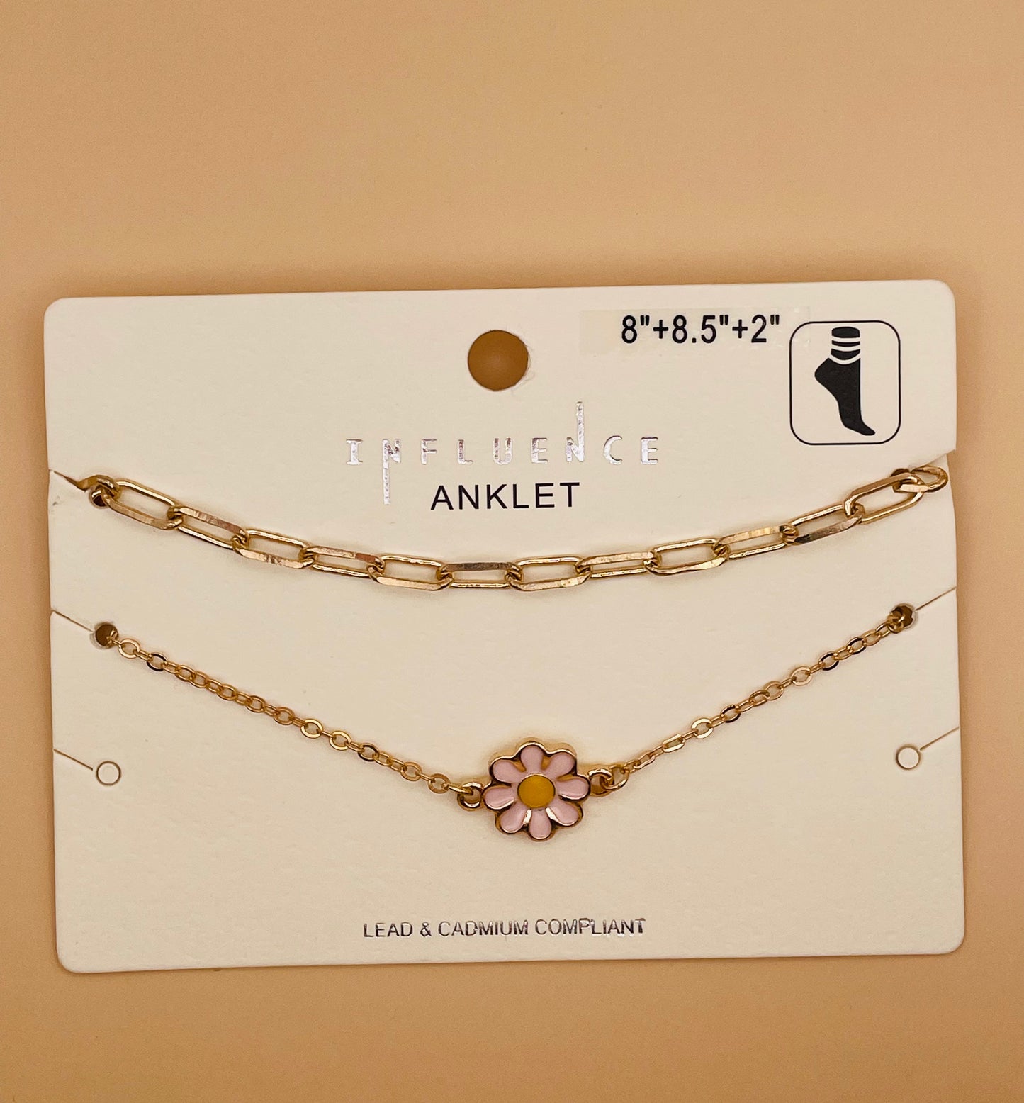 Pink Flower Anklet