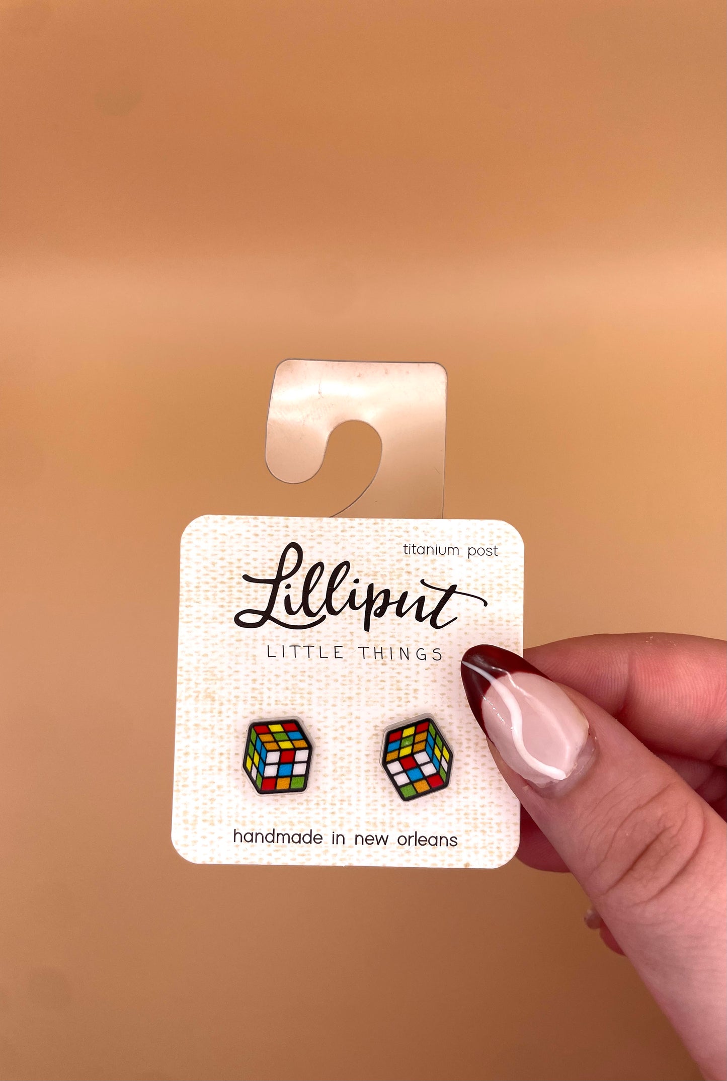 Rubiks Cude Stud Earrings