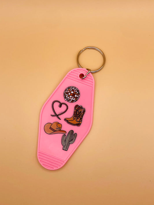 Pink Western Keychain
