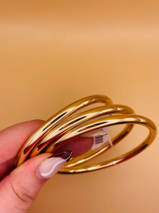 Thin Gold Bangle 3pc Set