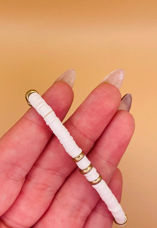 White & Gold Stretch Bracelet
