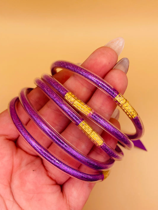 Dark Purple Glitter 5pc Bangle Set