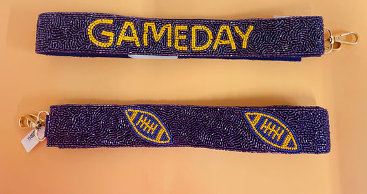 Purple & Gold Beaded Purse Straps