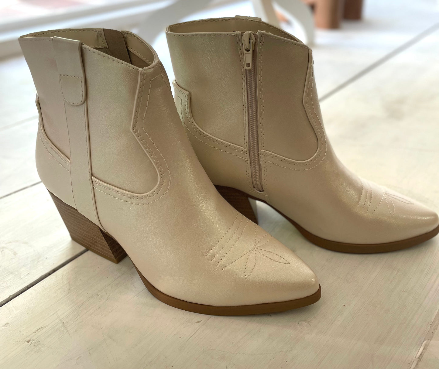 Pearl White Ankle Boots