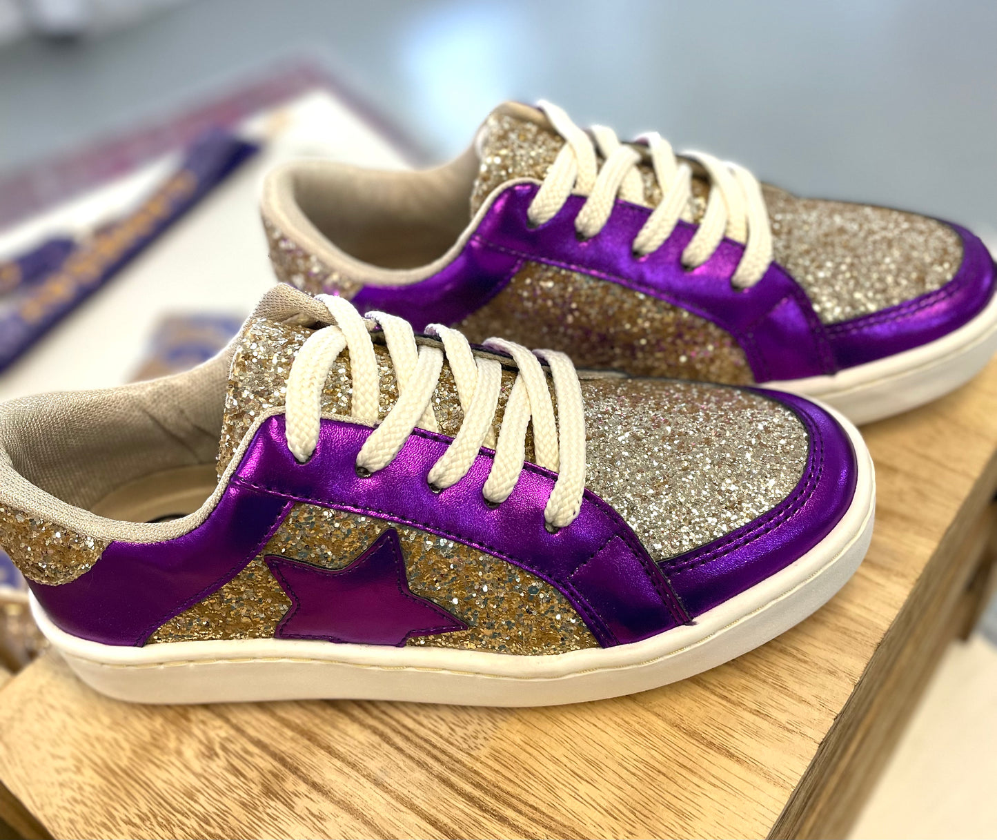 Purple & Gold Glitter Sneakers