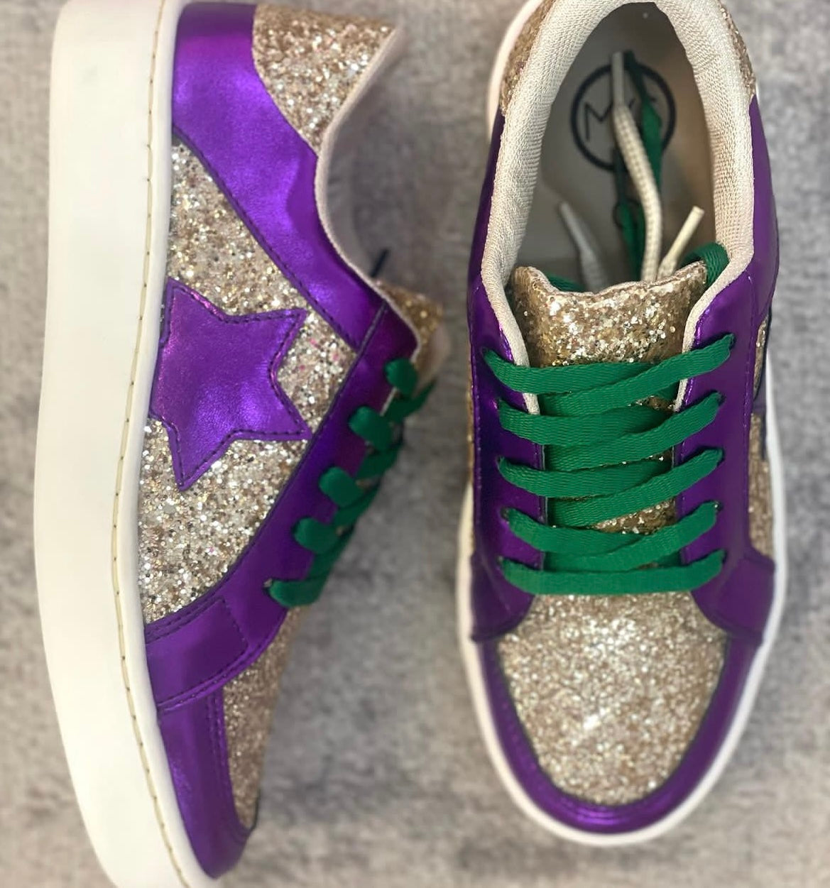 Purple & Gold Glitter Sneakers
